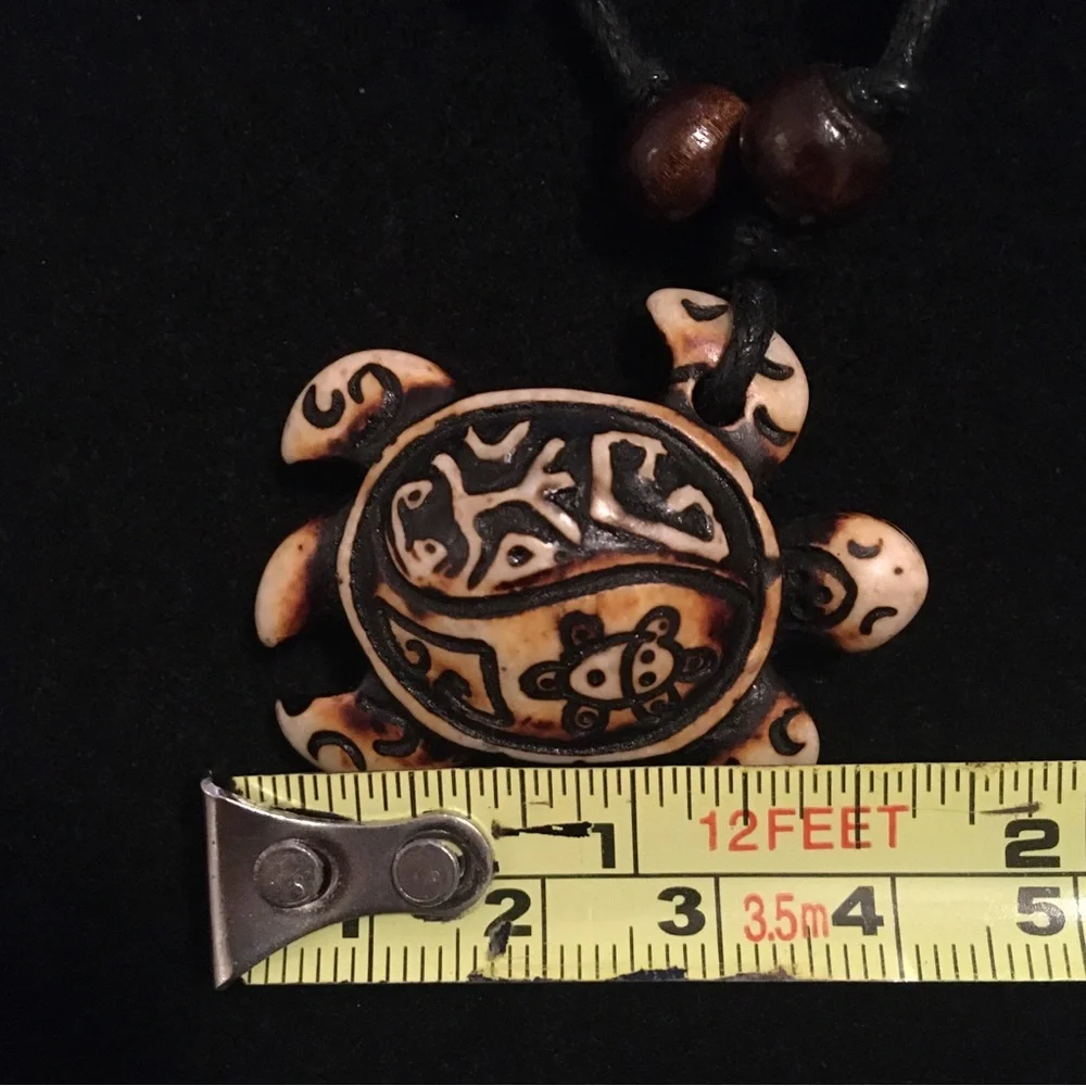 Turtle Yak Bone Carving Pendant Necklace - Picture 6 of 6